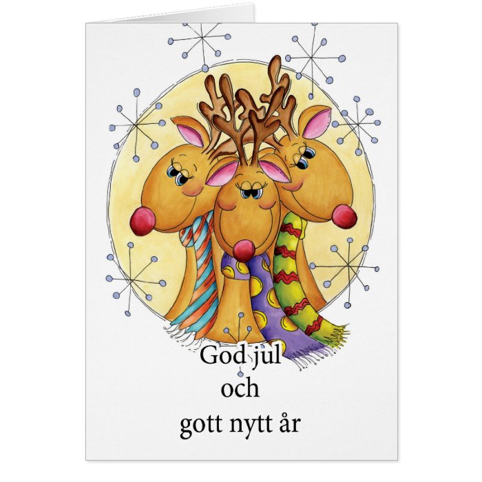 Swedish Christmas Card   Reindeer   God jul och go