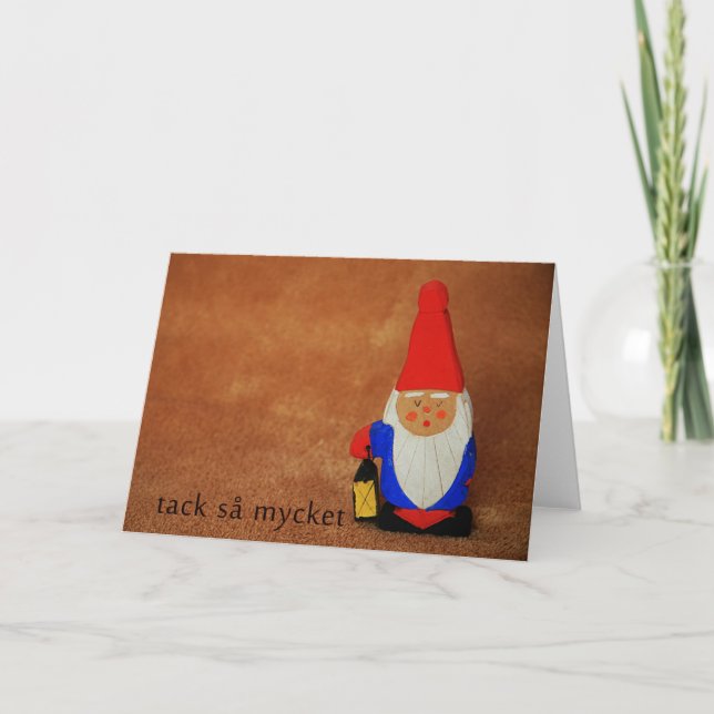 Swedish  Christmas Elf Thank You Card in Svensk (Front)