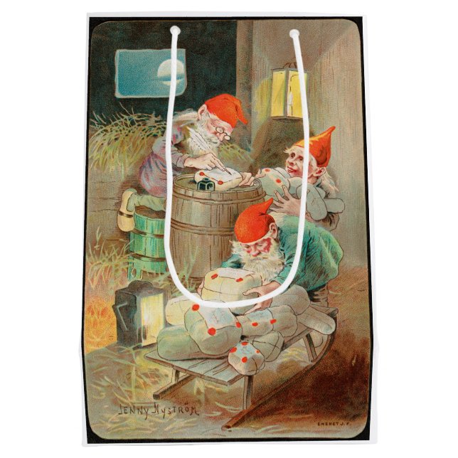 Swedish Christmas Santa (by Jenny Nyström) Medium Gift Bag (Back)
