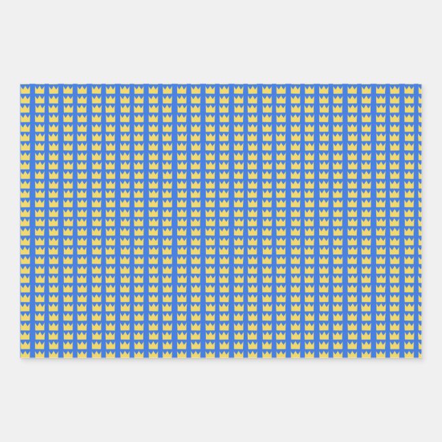 Swedish crowns in blue and yellow wrapping paper sheets (Front)