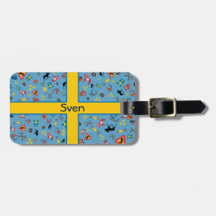 Swedish culture items with flag luggage tag