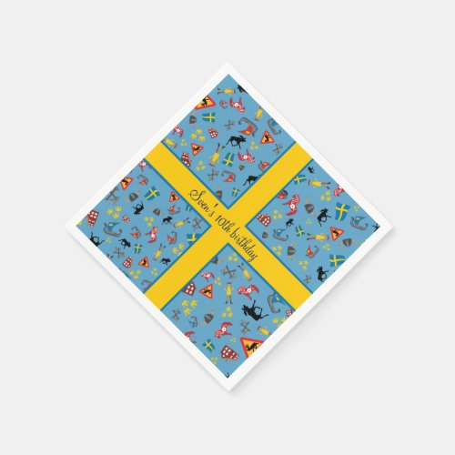 Swedish culture items with flag paper napkins