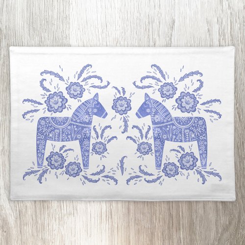 Swedish Dala Horse Blue and White Cloth Placemat