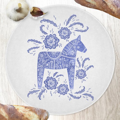 Swedish Dala Horse Blue and White Cutting Board