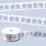 Swedish Dala Horse Blue and White Folk Art Satin Ribbon<br><div class="desc">Traditional Swedish Dalecarlian Dala Horse folk art in blue and white. Original art by Nic Squirrell.</div>