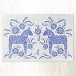 Swedish Dala Horse Blue and White Jigsaw Puzzle<br><div class="desc">A traditional Swedish Dala Horse design in blue and white. .  Original art by Nic Squirrell.</div>