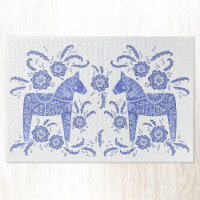 Swedish Dala Horse Blue and White