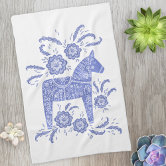 Swedish Dala Horse Tea Towel Swedish Horse Kitchen Towel 