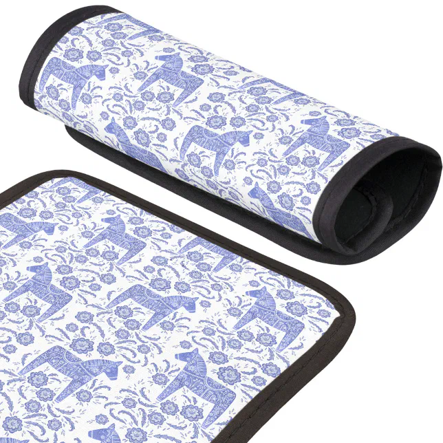 Handle Wrap Blue Swedish Dala Horse Blue and White Luggage Handle Wrap | Zazzle