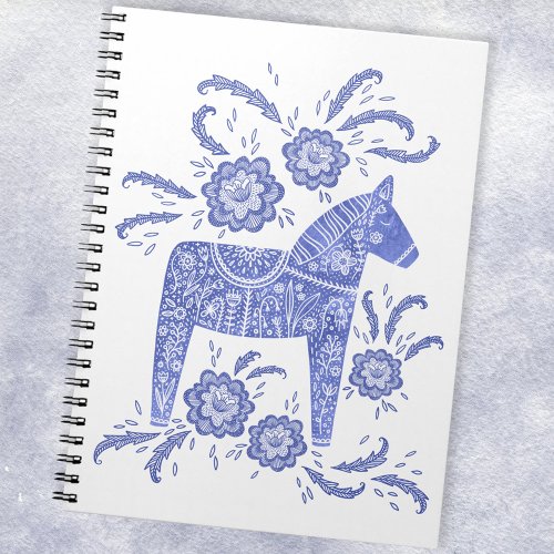Swedish Dala Horse Blue and White Notebook