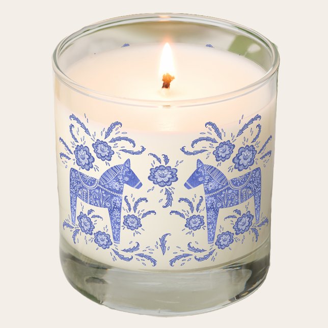 Swedish Dala Horse Blue and White Scented Candle (Creator Uploaded)