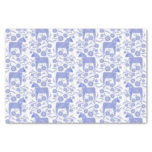 Swedish Dala Horse Blue and White Tissue Paper