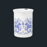 Swedish Dala Horse Blue Beverage Pitcher<br><div class="desc">A traditional Swedish Dala Horse design in periwinkle blue and white. Perfect for horse and pony lovers. Original art by Nic Squirrell.</div>