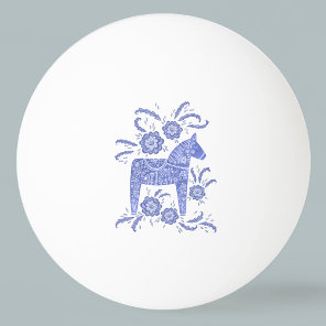 Swedish Dala Horse Blue Folk Art Ping Pong Ball