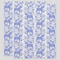 Swedish Dala Horse Blue Folk Art Scrapbook Paper