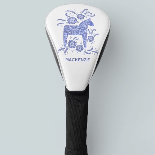 Swedish Dala Horse Blue Personalized Golf Head Cover