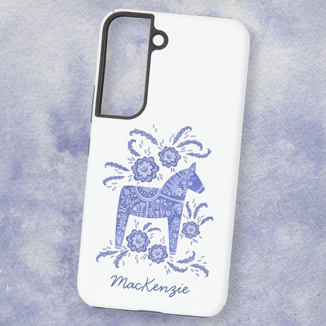 Swedish Dala Horse Blue White Samsung Galaxy Case (Creator Uploaded)