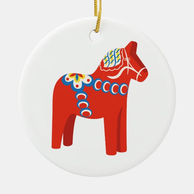 Swedish Dala Horse Ceramic Ornament (Front)