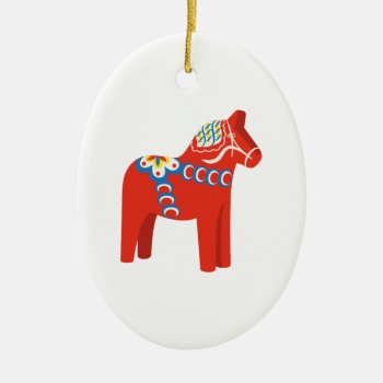 Swedish Dala Horse Ceramic Ornament by HopscotchDesigns at Zazzle