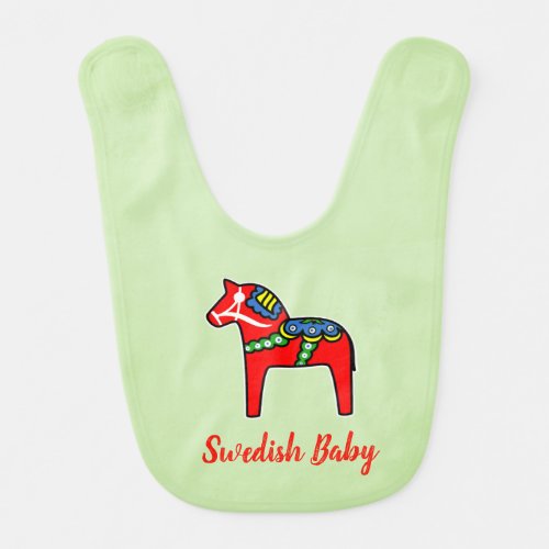 Swedish Dala Horse Colorful Scandinavian Baby Bib