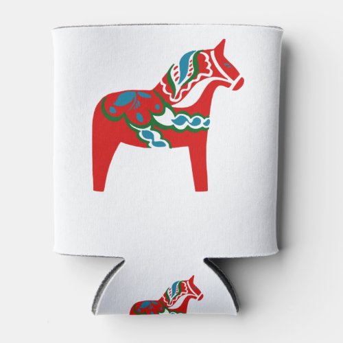 Swedish Dala Horse Dalecarlian Horse Can Cooler