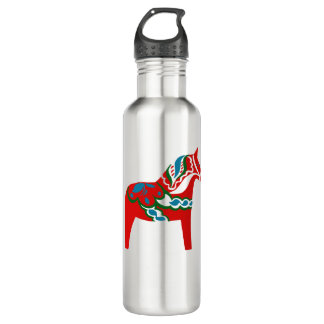 Swedish Dala Horse Dalecarlian Horse Stainless Steel Water Bottle