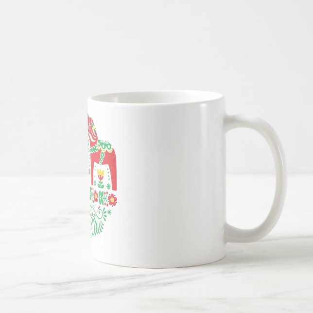 Swedish Dala Horse floral folk pattern Coffee Mug (Right)