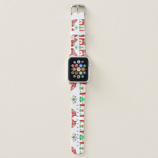 Swedish Dala Horse: Folk Art Apple Watch Band (Front)