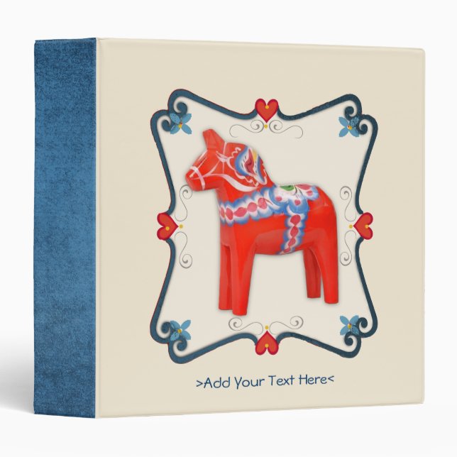 Swedish Dala Horse Folk Art Framed Binder (Front/Spine)