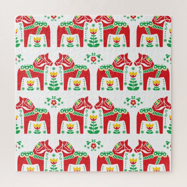 Swedish Dala Horse: Folk Art Jigsaw Puzzle (Vertical)