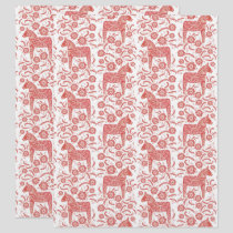 Swedish Dala Horse Folk Art Scrapbook Paper