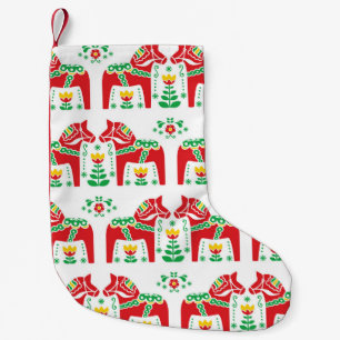 Swedish Dala Horse: Folk Art Small Christmas Stocking