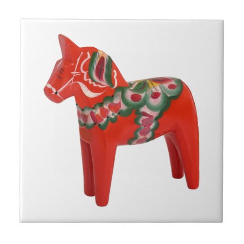 Swedish Dala Horse  Folk Art Tile