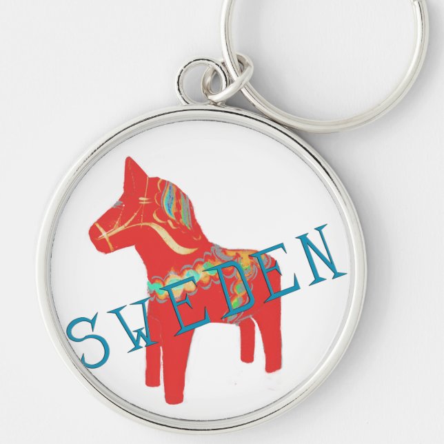 Swedish Dala Horse gifts & greetings Keychain (Front)