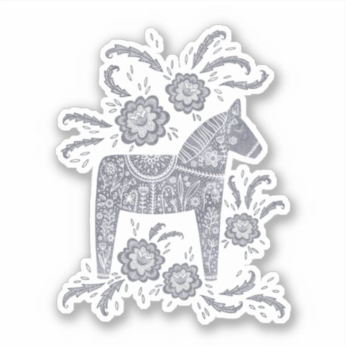 Swedish Dala Horse Gray Sticker