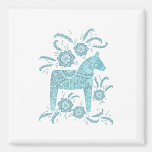 Swedish Dala Horse Green and White Magnet<br><div class="desc">A traditional Swedish Dala Horse design in teal green for horse and pony enthusiasts. Original art by Nic Squirrell.</div>