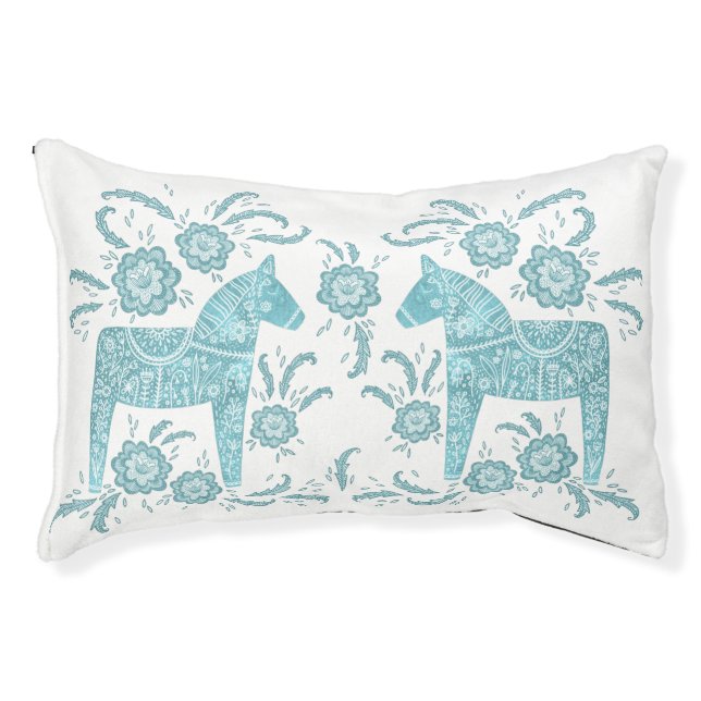 Swedish Dala Horse Green and White Pet Bed (Front)