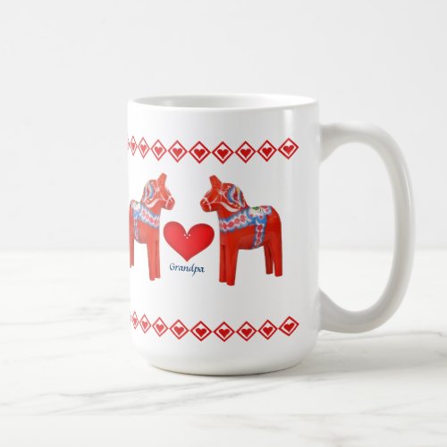 Swedish Dala Horse Hearts Grandpa Coffee Mug