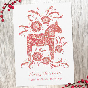 Swedish Dala Horse Holiday Card