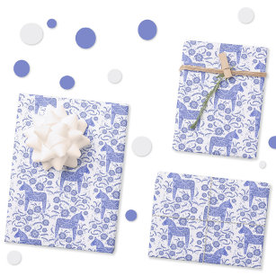 Blue and White Plaid Woody Wagon Gift Wrap Paper – Initial Offerings