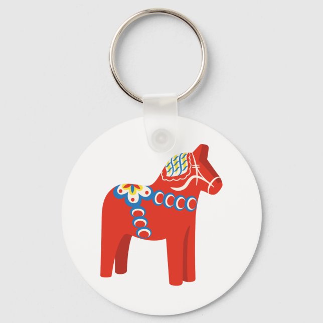 Swedish Dala Horse Keychain (Front)