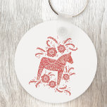 Swedish Dala Horse Keychain<br><div class="desc">A traditional Swedish Dala Horse illustration. Perfect for those who love horses and all things Scandinavian.</div>