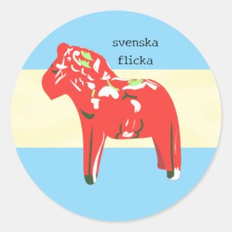 Swedish Dala Horse on Blue and Yellow