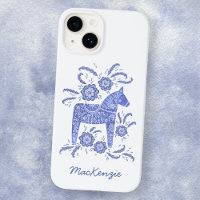 Swedish Dala Horse Personalized Blue White