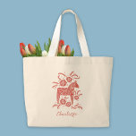 Swedish Dala Horse Personalized Large Tote Bag<br><div class="desc">A pretty traditional Swedish Dala Horse in red and white with script typography.  Change the name to personalize.  Original art by Nic Squirrell.</div>