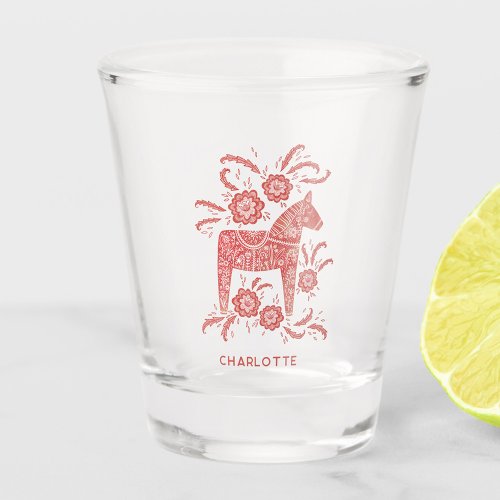 Swedish Dala Horse Personalized Shot Glass