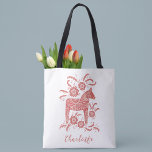 Swedish Dala Horse Personalized Tote Bag<br><div class="desc">A pretty traditional Swedish Dala Horse in red and white with script typography.  Change the name to personalize.  Original art by Nic Squirrell.</div>