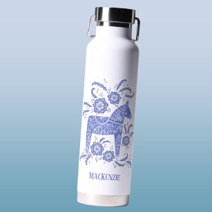 Swedish Dala Horse Personalized Water Bottle