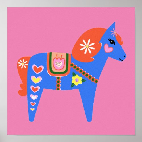 Swedish Dala Horse Poster