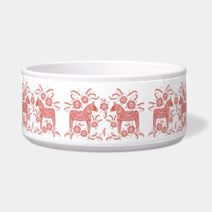 Swedish Dala Horse Red and White Bowl